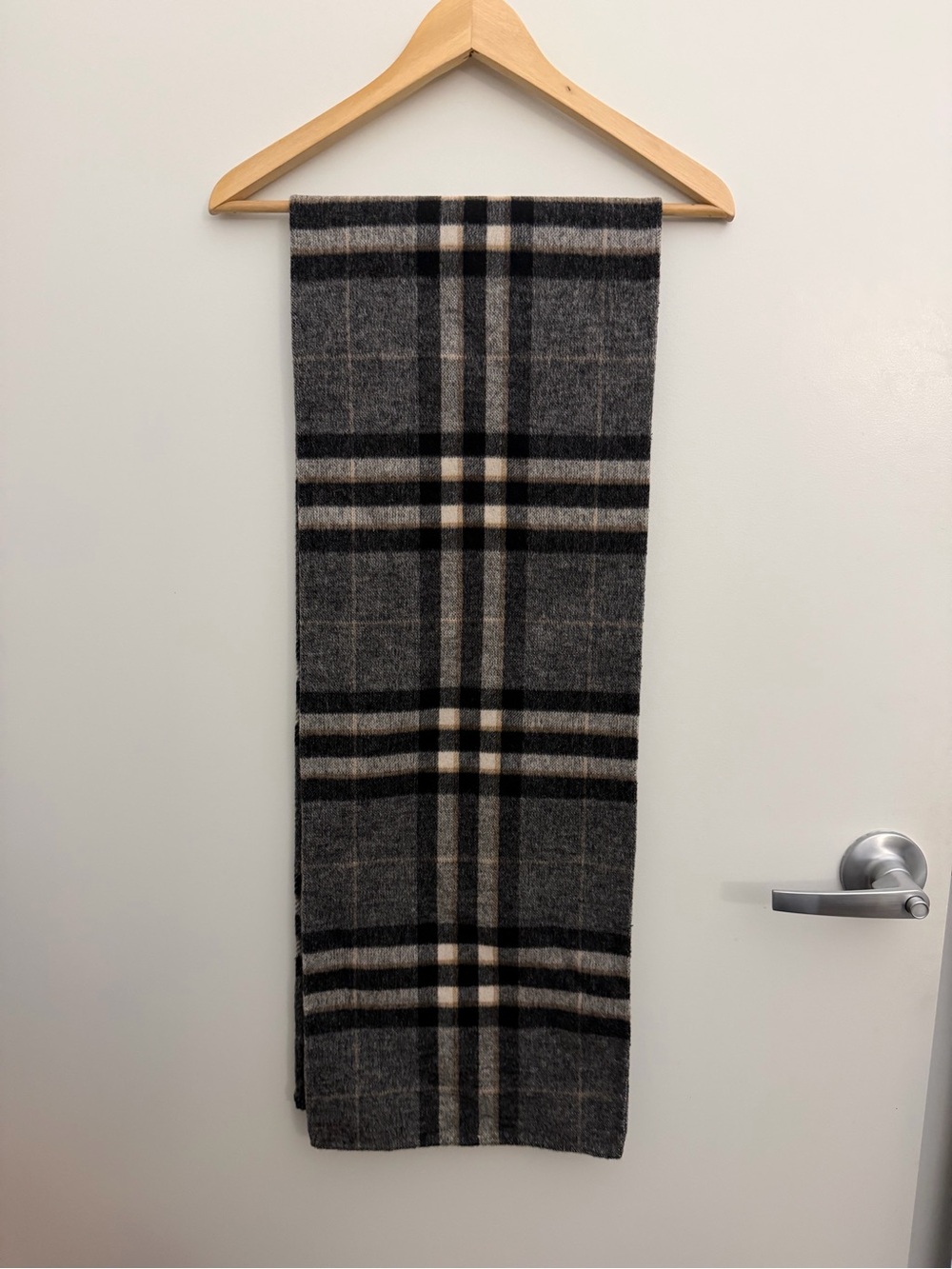 Toteme Plaid Wool Scarf in Charcoal and Cream